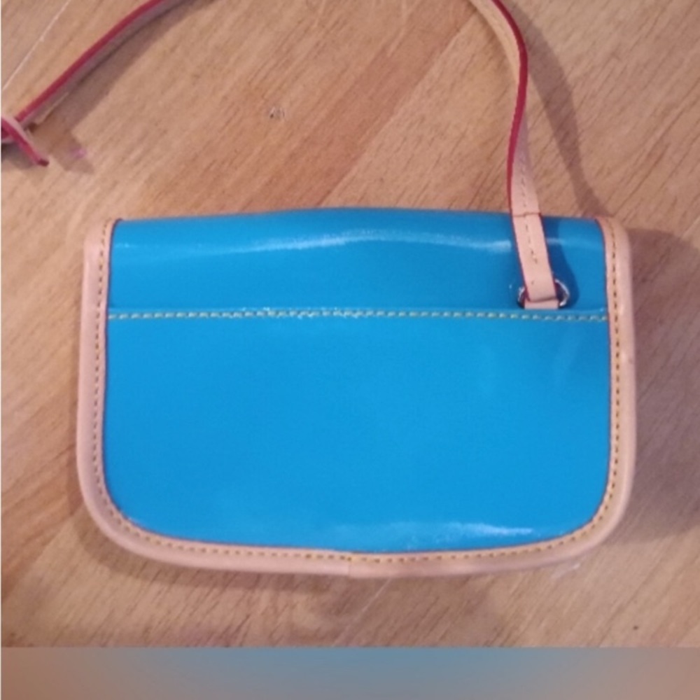 Dooney & Bourke Patented Turquoise Satchel and Pouch - Blue & Tan - Picture 10 of 13